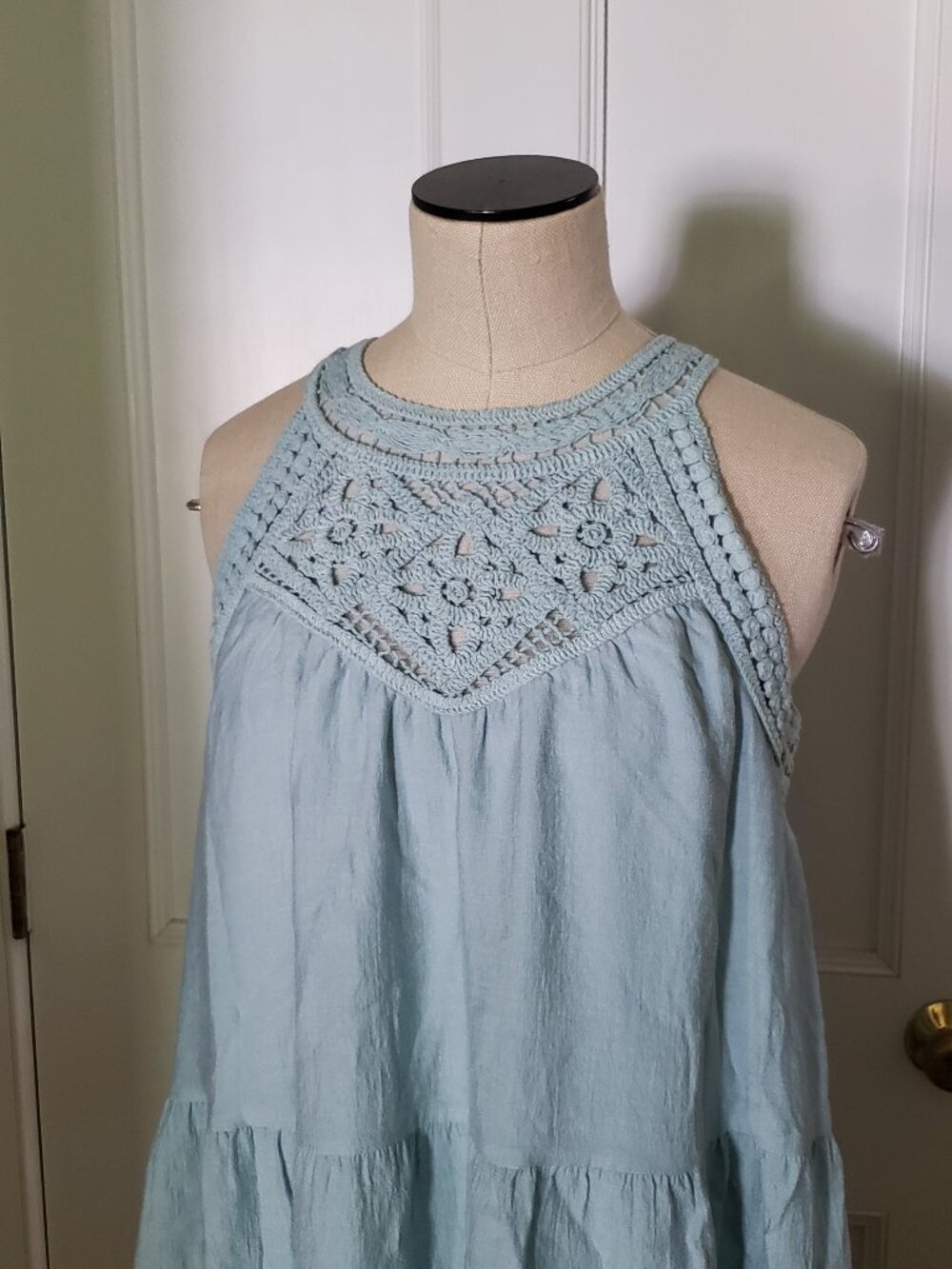 BTFBM mint green A-line tiered midi dress - Picture 3 of 10